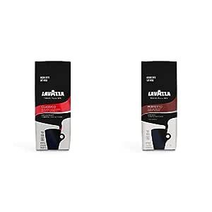 Lavazza Classico Ground Coffee Blend, Medium Roast, 12 Oz Bag + Lavazza Perfetto Ground Coffee Blend, Dark Roast, 100% Arabica, Full-bodied, 12 Oz Bag Value Pack/Bundle