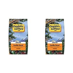 Organic Coffee Co. Gorilla Decaf Ground Coffee 12 Ounce Medium Light Roast Natural Water Processed Decaffeinated USDA Organic (Pack of 2)