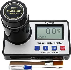 Grain Moisture Meter Smart Grain Moisture Tester for 18 Grains Moisture Testing Wheat Maize Corn Coffee Cocoa Bean Flaxseed Soybean Rice Almonds Peanut Sesame Sorghum Rapeseed Barley Cashews AMT155