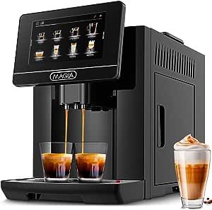 Zulay Magia Super Automatic Coffee Espresso Machine - Durable Automatic Espresso Machine With Grinder - Espresso Coffee Maker With Easy To Use 7” Touch Screen, 19 Coffee Recipes, 10 User Profiles